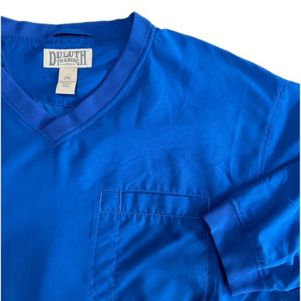 Duluth Trading Co Windbreaker Pullover V-Neck Blue Mens 2XL
